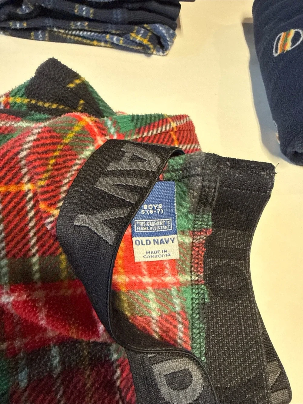 Old Navy Kids Navy Fleece Joggers & Plaid Pants 3-Pack